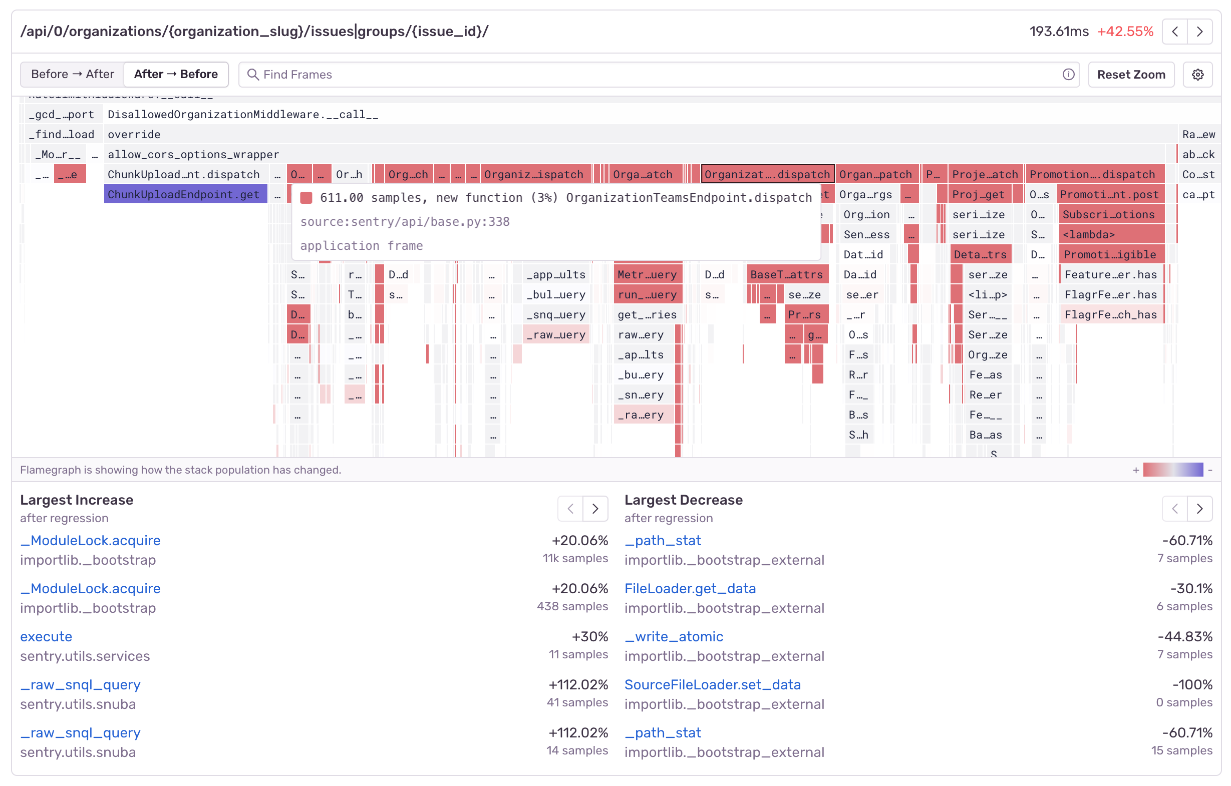 Differential flamegraph new functions